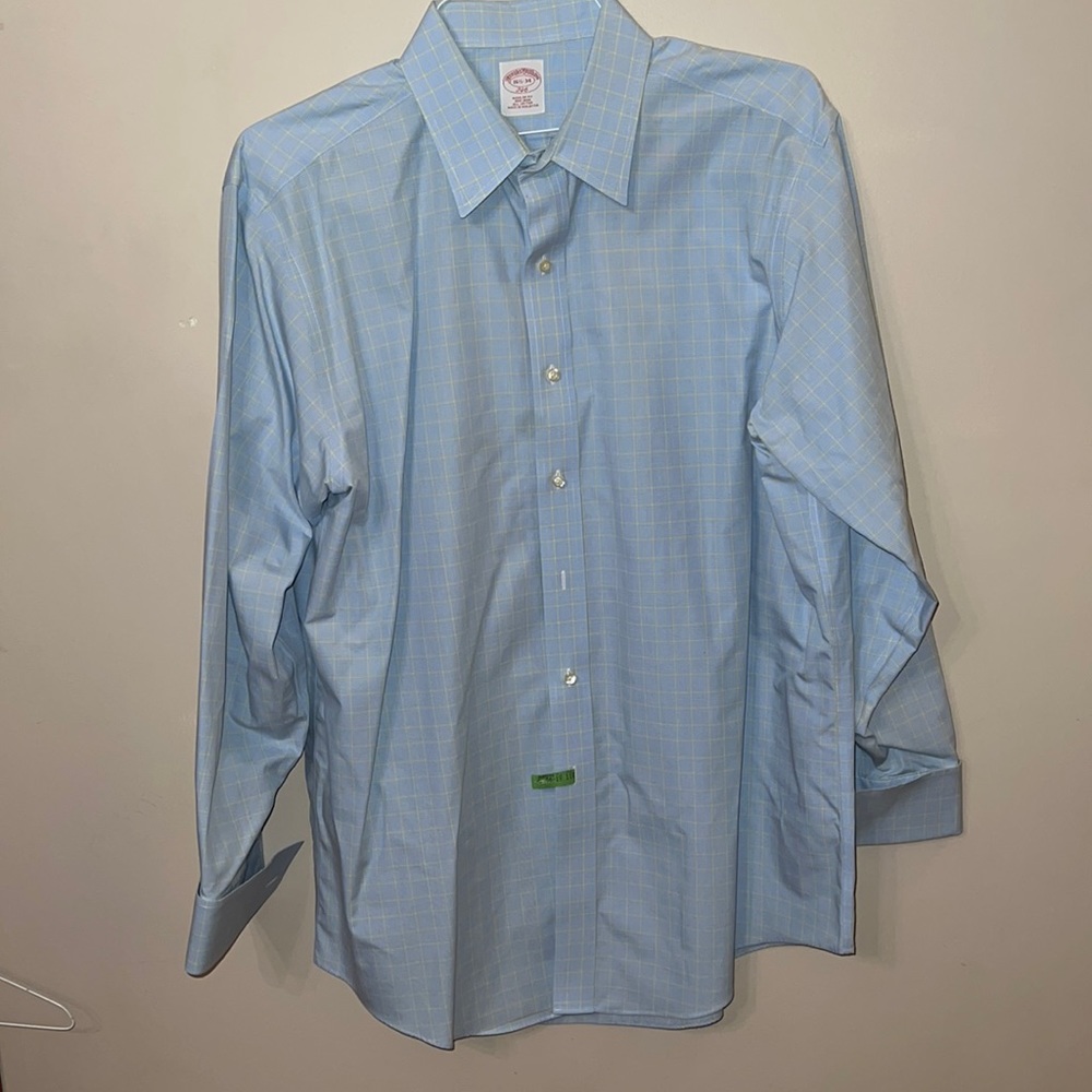 Brooks brothers mens, French Cuff Dress shirt. Light Blue and soft Yello…